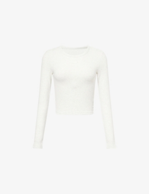 RU & ROCKA: Logo-Patch Ribbed Cotton Top