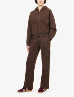 Ru & Rocka Womens Core Straight-leg Cotton-jersey Jogging Bottoms Brown In Brown