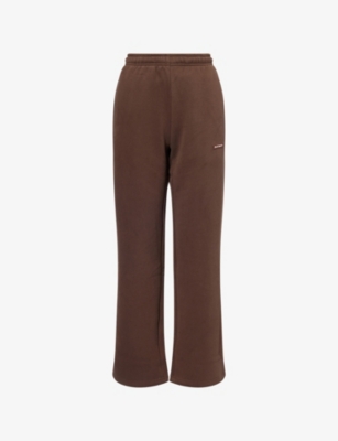 Ru & Rocka Womens Core Straight-leg Cotton-jersey Jogging Bottoms Brown
