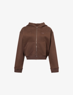 Ru & Rocka Womens Brown Zip Core Jersey Hoodie Xs In Brown