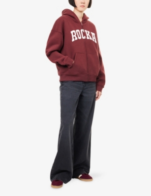 RU & ROCKA: Varsity Logo-Print Jersey Hoodie