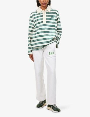 Ru & Rocka Womens Cream Western Rugby Cotton-blend Polo Shirt In Green