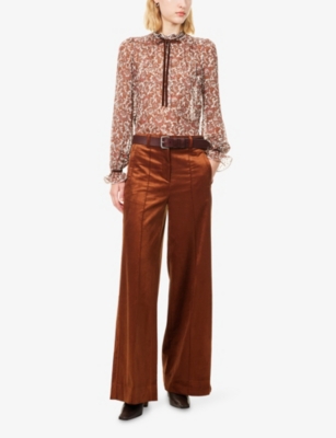 Me And Em And Em Womens Burnt Caramel Corduroy Wide-leg Woven Trousers In Brown