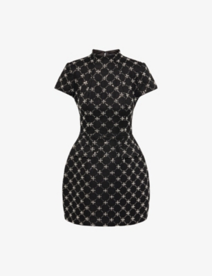 Nadine Merabi Womens Black Morgan Cap-sleeve Woven Mini Dress Xs