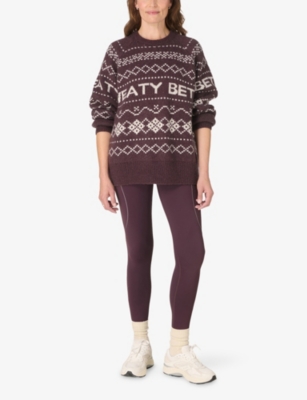 Sweaty Betty Womens Purple Sb Jacquard Fair Isle Jacquard-knit Wool-blend Jumper Xs In Multi