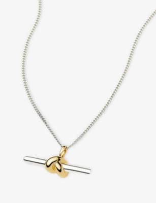 Missoma Womens Mixed Lucy Williams T-bar Knot 18ct Yellow-gold Vermeil And Rhodium Necklace In Silver