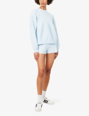 The Couture Club Womens Lightblue Contrast Oversized Knitted Jumper In Multi
