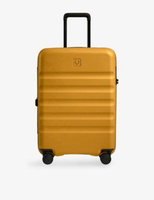 Antler Icon Stripe Medium 4-wheel Expandable Suitcase 66cm Mustard Yellow In Yellow