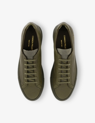 Common Projects Mens Olive Achilles Premium Suede Low-top Trainers Eur 45 / 11 Uk In Green