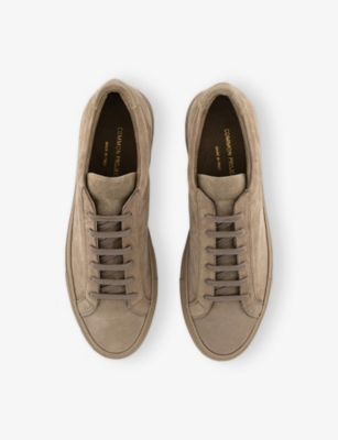 Common Projects Mens Taupe Nubuck Achilles Branded Suede Low-top Trainers Eur 41 / 7 Uk In Brown