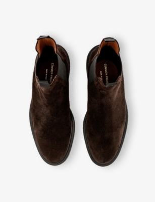 Common Projects Mens Dark Brown Suede Chelsea Boots Eur 42 / 8 Uk In Brown