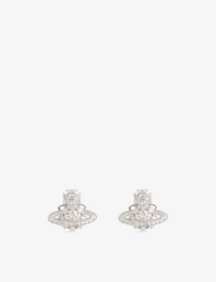 VIVIENNE WESTWOOD JEWELLERY: Narcissa Platinum-Plated 925 Sterling Silver And Cubic Zirconia Earrings