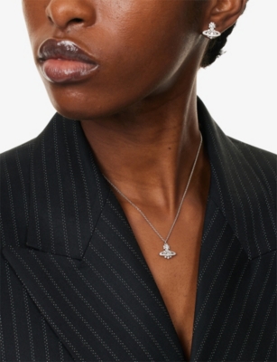VIVIENNE WESTWOOD JEWELLERY: Narcissa Crystal Orb Platinum-Plated Sterling-Silver Pendant Necklace
