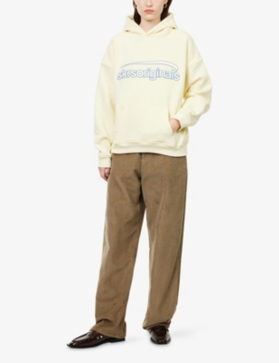 Sisters & Seekers Womens Yellow Graphic Relaxed-fit Cotton-blend Hoodie In Neutral