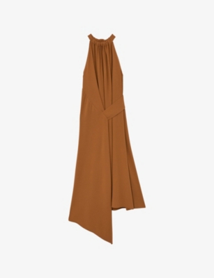 Womens Reiss Maeve Drape-Detail Sleeveless Woven Midi Dress