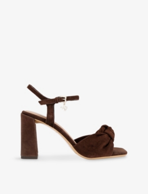 Kg Kurt Geiger Womens Brown Signet Suede Heeled Sandals Eur 40 / 7 Uk