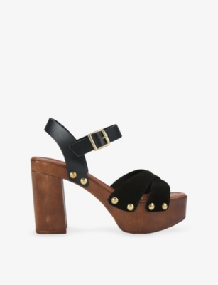 Kg Kurt Geiger Womens Black Festa Suede Platform Sandals Eur 37 / 4 Uk