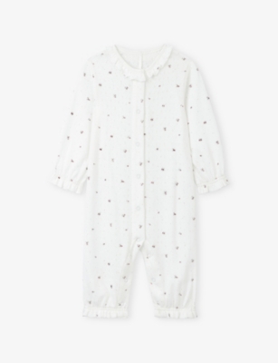 THE LITTLE WHITE COMPANY: Pointelle Floral-Print Cotton Babygrow 0–24 Months