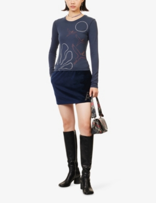 Ahluwalia Womens Harry Lambert For  X Disney Dusk Graphic-print Cotton-jersey T-shirt In Blue