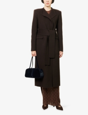 Khaite Jelson Double-face Wool Wrap Coat In Brown