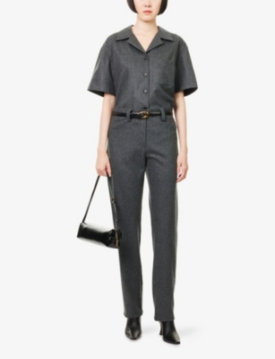 KHAITE: Riordan Camp-Collar Stretch-Wool And Cashmere Shirt