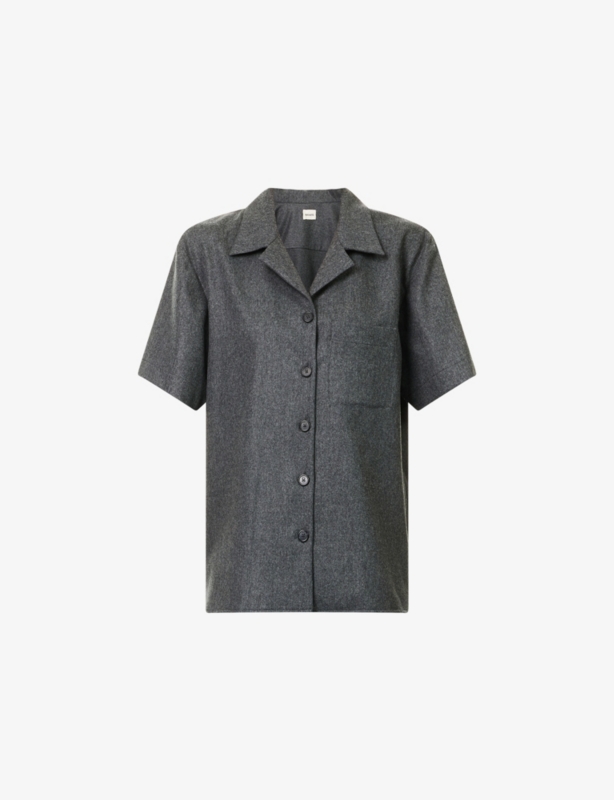 Riordan Camp-Collar Stretch-Wool And Cashmere Shirt