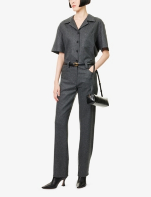 Khaite Womens Storm Callum Straight-leg Stretch-wool And Cashmere Trousers In Gray