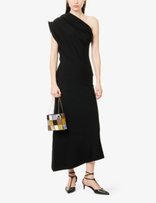 Khaite Womens Black Coast One-shoulder Wool-blend Maxi Dress In Black