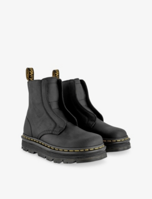 Dr. Martens Womens Black Wyoming Zebzag Laceless Leather Ankle Boots Eur 38/5 Uk In Black