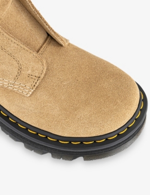 Dr. Martens Womens Savannah Tan Suede Zebzag Laceless Suede Ankle Boots Eur 38/5 Uk In Neutral
