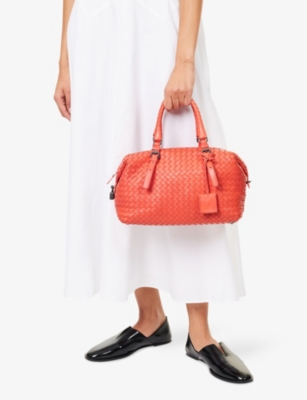 RESELFRIDGES: Pre-loved Bottega Veneta Nappa Intrecciato Leather Boston Bag