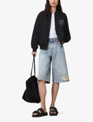Allsaints Organic Cotton Poster Belle Bomber Jacket In Black