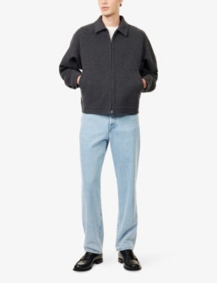 The Row Mens Dark Charcoal Noggu Zip-up Cashmere And Wool-blend Jacket In Gray