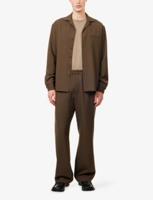 The Row Mens Sepia Khaki Ari Straight-leg Wool Trousers Xl In Brown