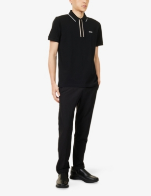 BOSS GREEN: Logo-Print Short-Sleeve Cotton-Jersey Polo Shirt