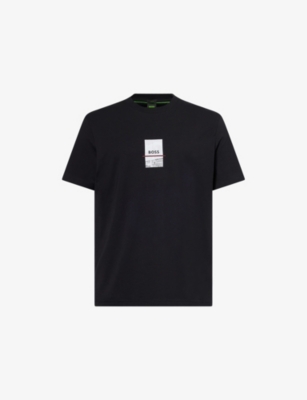 BOSS GREEN: Central-Logo Print Graphic-Print Cotton-Jersey T-Shirt