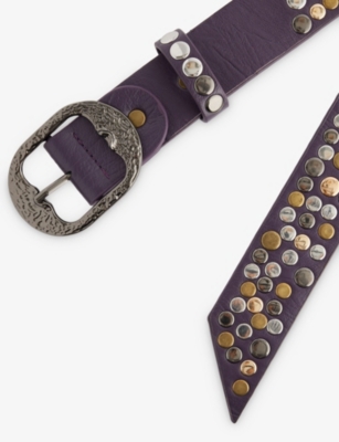 Jaded London Womens Multi Amethyst Studded Faux Leather Belt In Purple