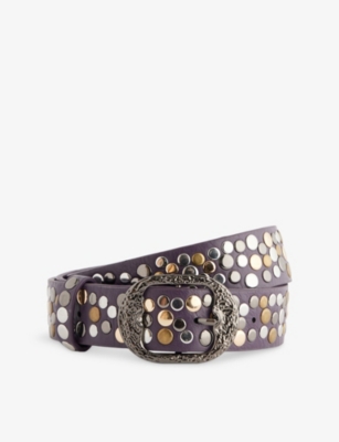 Jaded London Womens Multi Amethyst Studded Faux Leather Belt In Purple