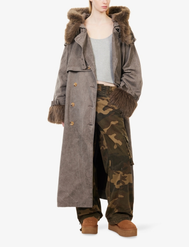 XL Hooded Cotton Trench Coat