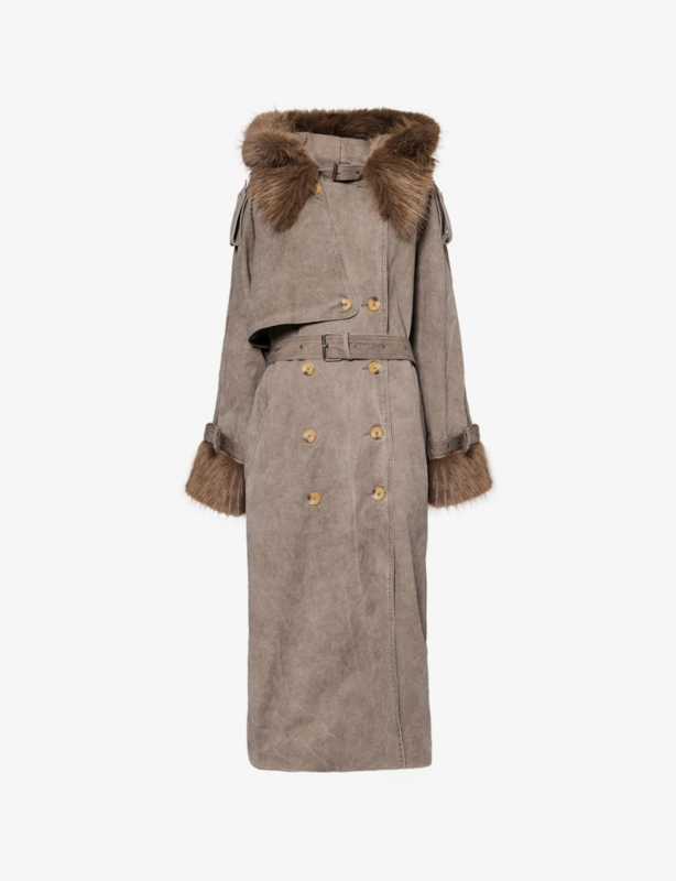 XL Hooded Cotton Trench Coat