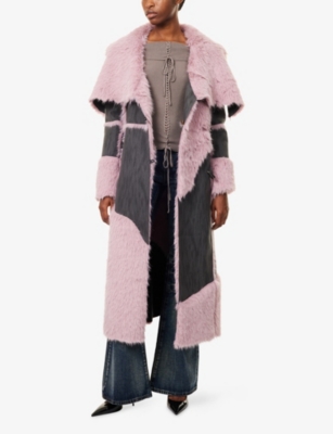 Jaded London Womens Multi Alise Patchwork Faux-suede And Faux-fur Maxi Coat In Multi