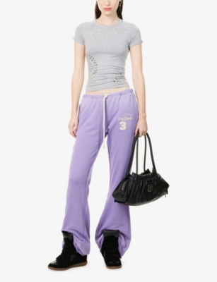 Jaded London Womens Purple Loose Bootcut Cotton-blend Jogging Bottoms Xs In Purple