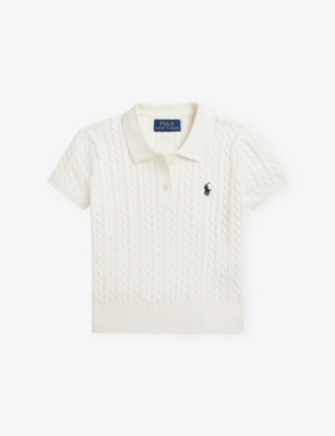POLO RALPH LAUREN: Logo-Embroidered Cable-Knit Polo