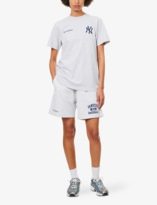 Sporty And Rich Womens Heather Gray Sporty & Rich For '47 X The New York Yankees Champ Round-neck Cotton-blend T-shi In White