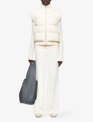 Joseph Womens Ivory Quilted Ribbed Wool-knit Down Gilet Xs In White