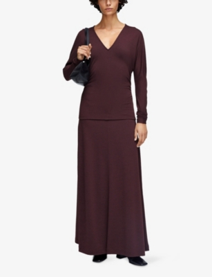 JOSEPH: V-Neck Ruched-Side Jersey Top