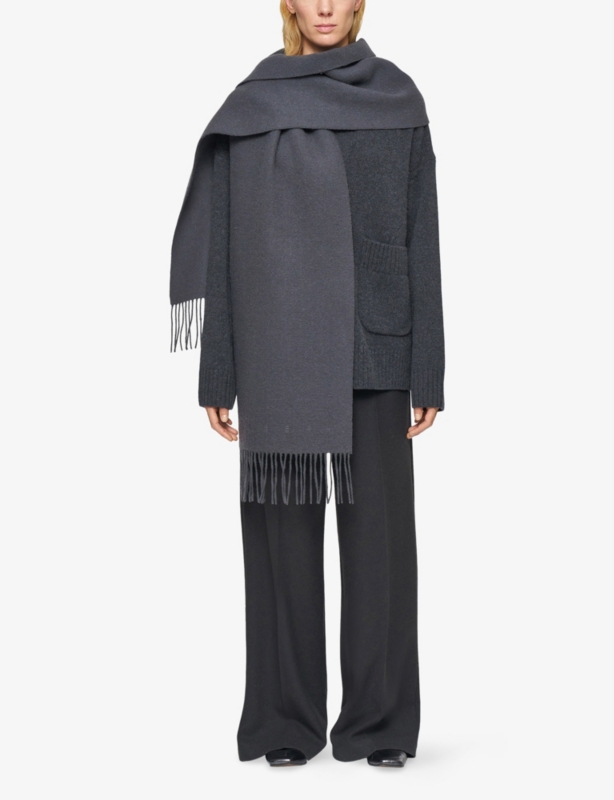 Cecile Brand-Embroidered Wool Scarf