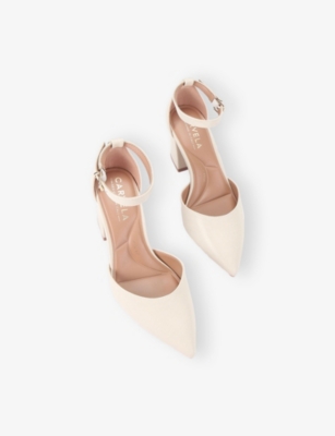 Carvela Womens Bone Refined Wide-fit Heeled Faux-leather Courts Eur 38/5 Uk In Neutral