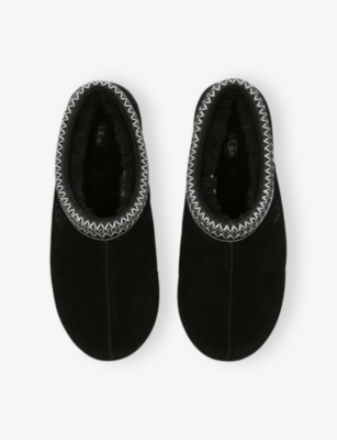 Ugg Black Suede Slip-on Sneakers With Zigzag Stitch Detail In Black