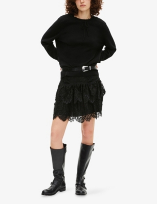 THE KOOPLES: Round-Neck Bow-Embellished Cashmere-Blend Jumper